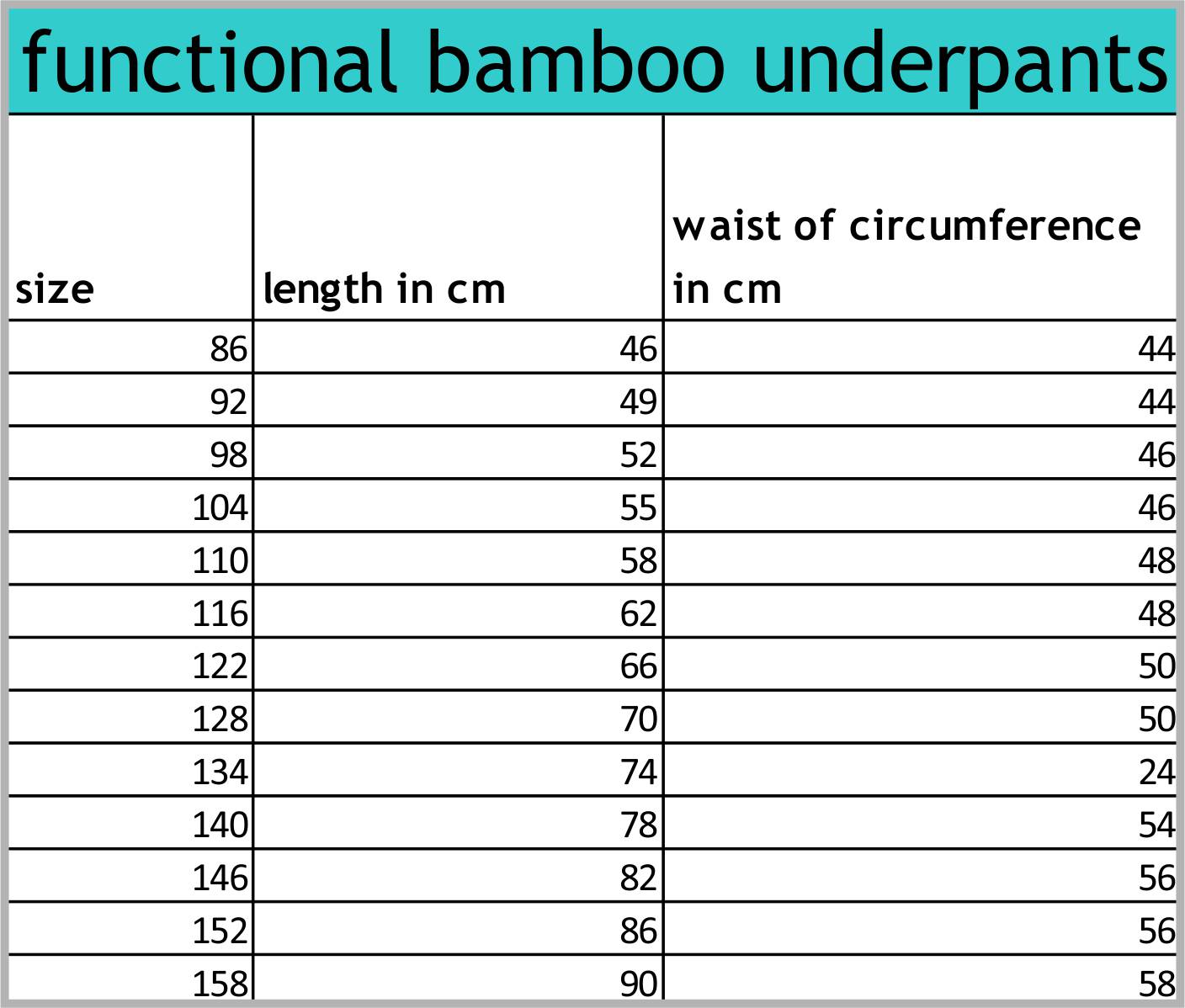 vel. 152 Dětské bambusové spodky / černé