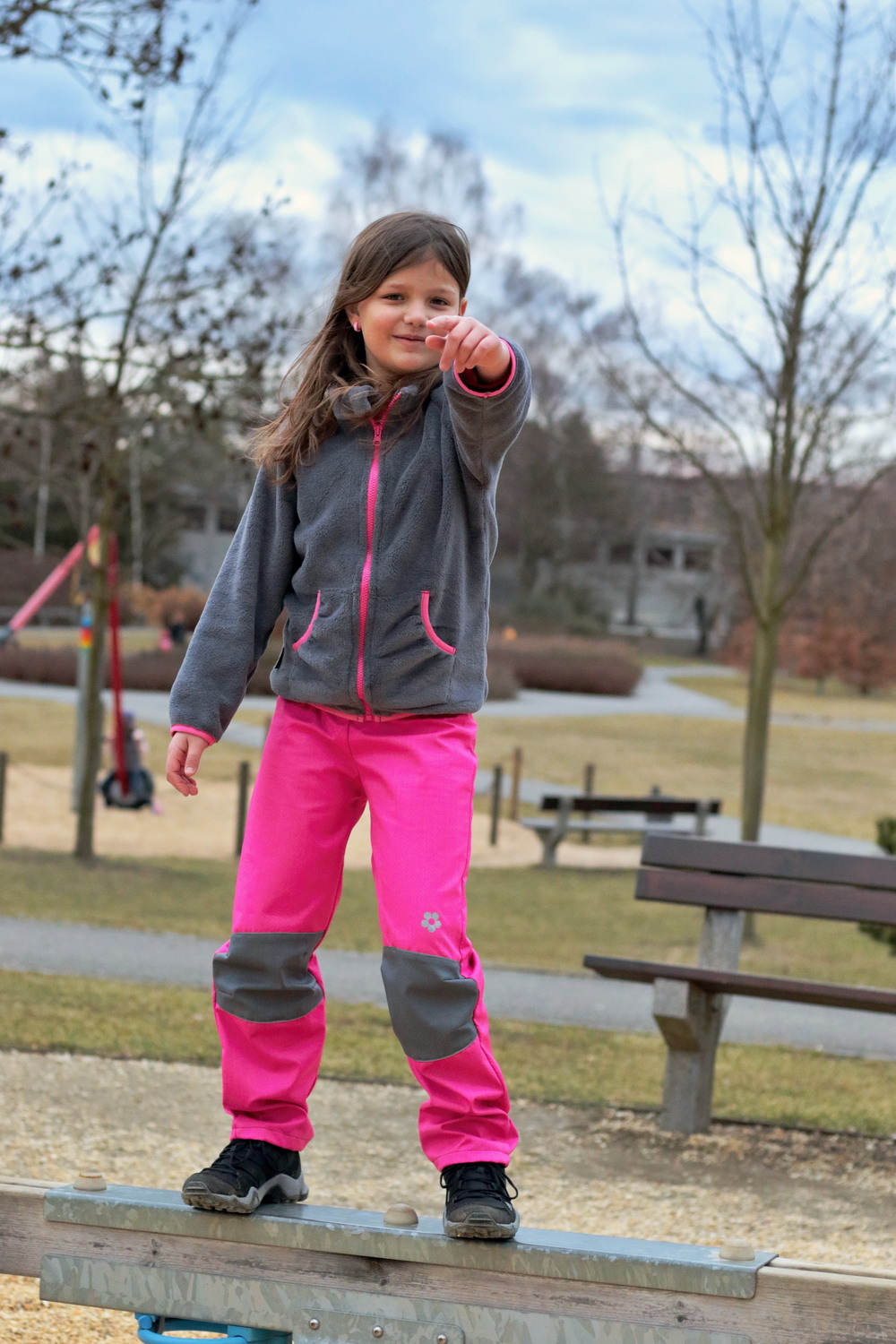 vel. 104 Letní softshellové kalhoty / růžové