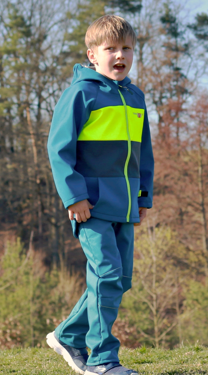 vel. 152 Dětské softshellové kalhoty/petrolejové