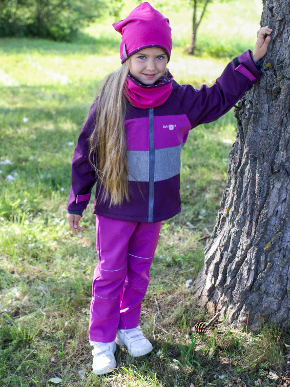 vel. 122 Softshellové kalhoty / ostružinovo-reflexní